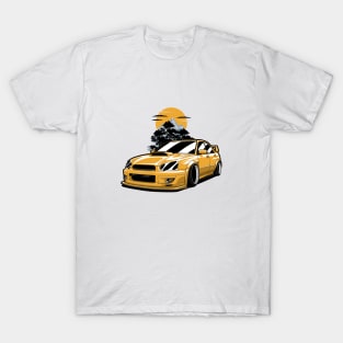 Yellow Impreza WRX STI JDM Mountains Stance T-Shirt